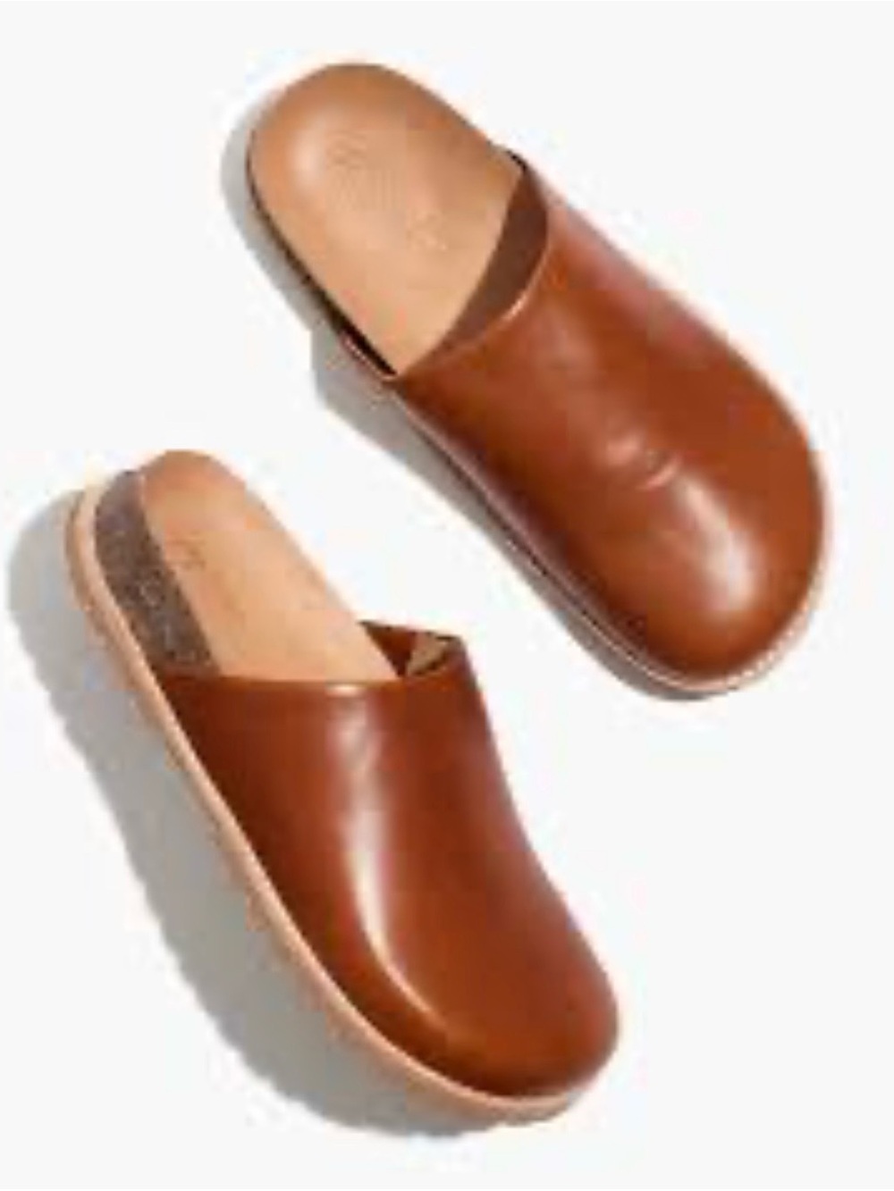 Madewell Layne Brown Leather Slip-On mule clog